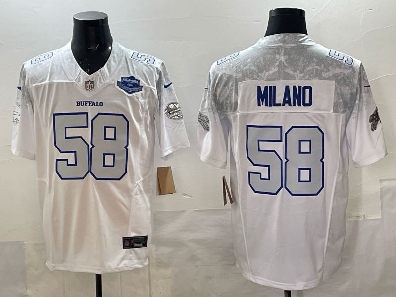 Men 2025 Buffalo Bills #58 Milano white 5th generation Throwback Nike Limited NFL Jersey style 006